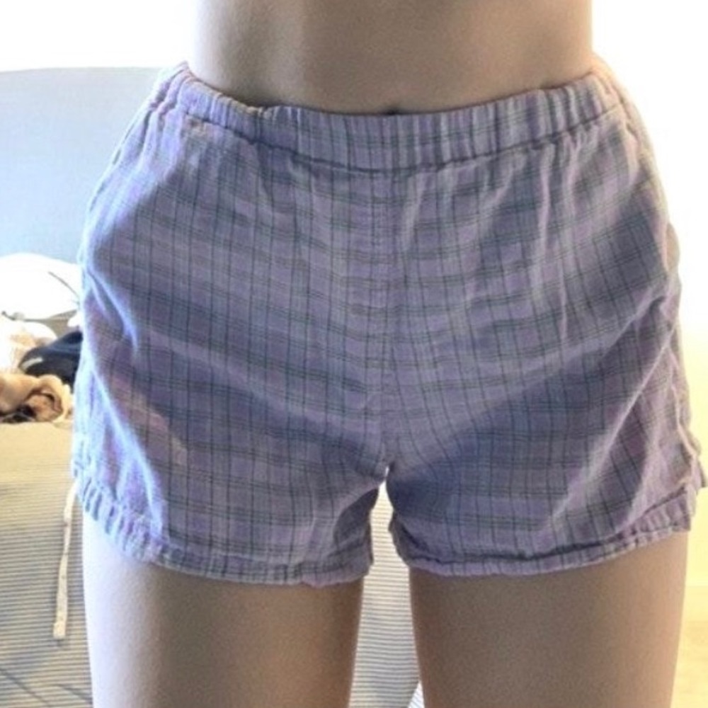 rare brandy melville purple plaid logan shorts